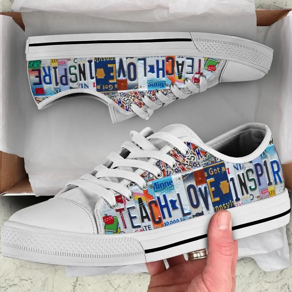 6Th Grade Teacher License Plates Low Top Shoes, Teacher Shoes, Low Top Sneakers