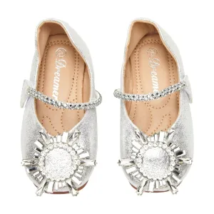 ALAIA ROUND CRYSTAL METALLIC SHOES