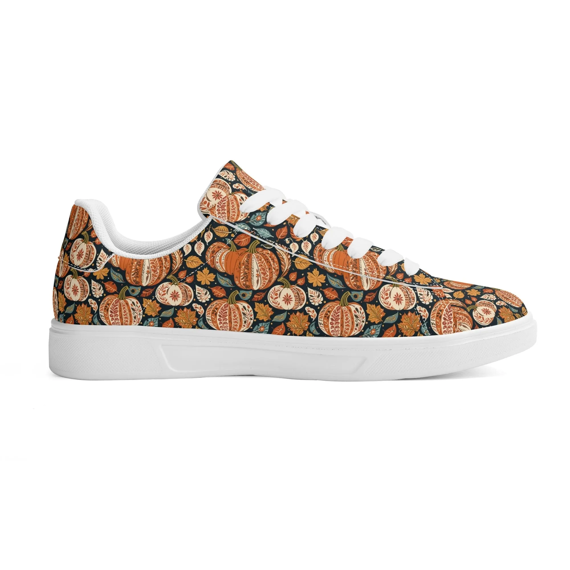 Blue leaf Pumpkin Adult Lightweight Brand Low Top Leather Shoes