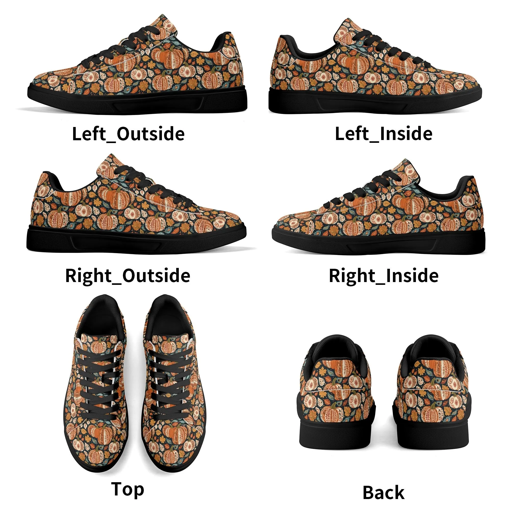 Blue leaf Pumpkin Adult Lightweight Brand Low Top Leather Shoes