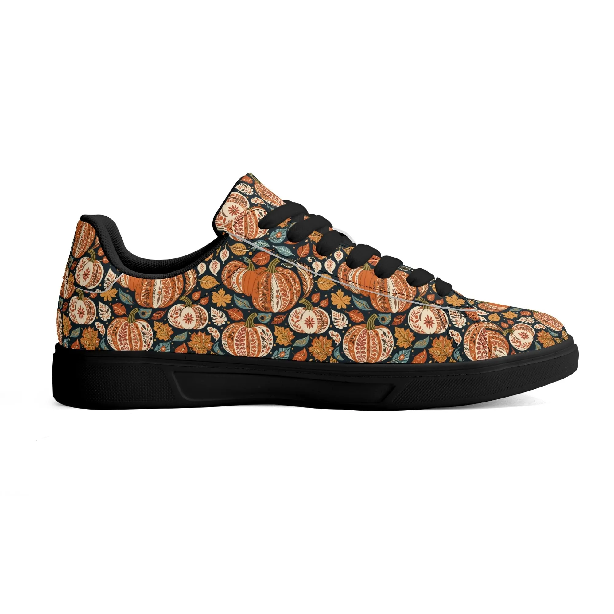 Blue leaf Pumpkin Adult Lightweight Brand Low Top Leather Shoes