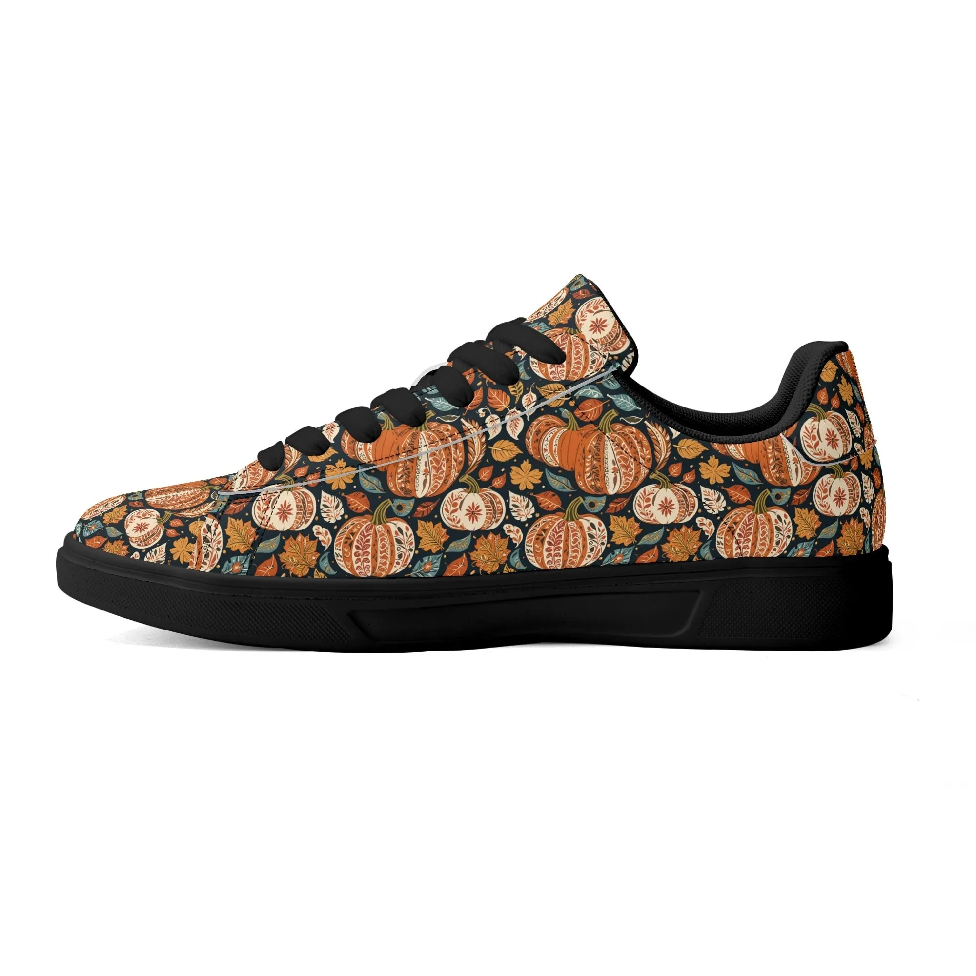 Blue leaf Pumpkin Adult Lightweight Brand Low Top Leather Shoes