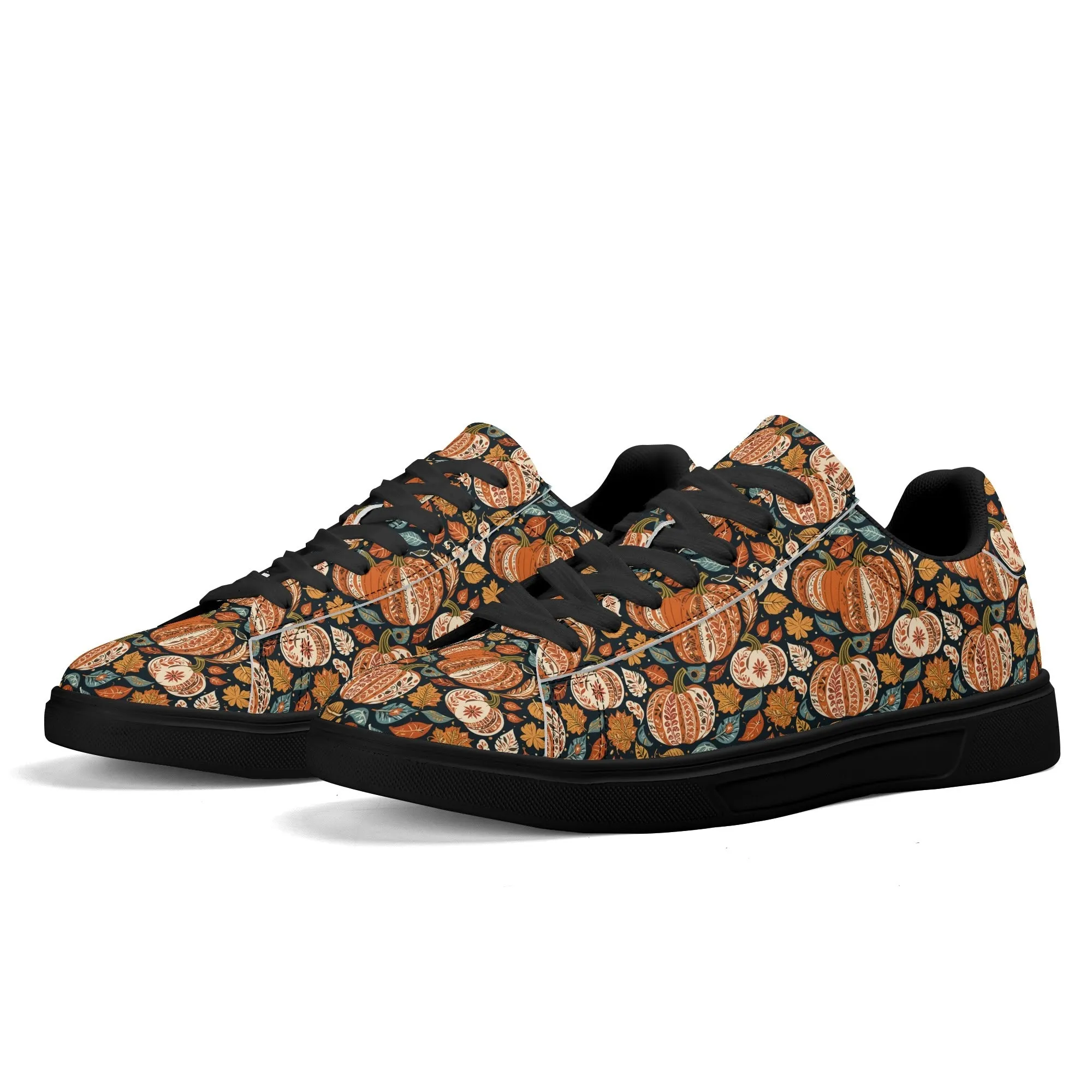 Blue leaf Pumpkin Adult Lightweight Brand Low Top Leather Shoes