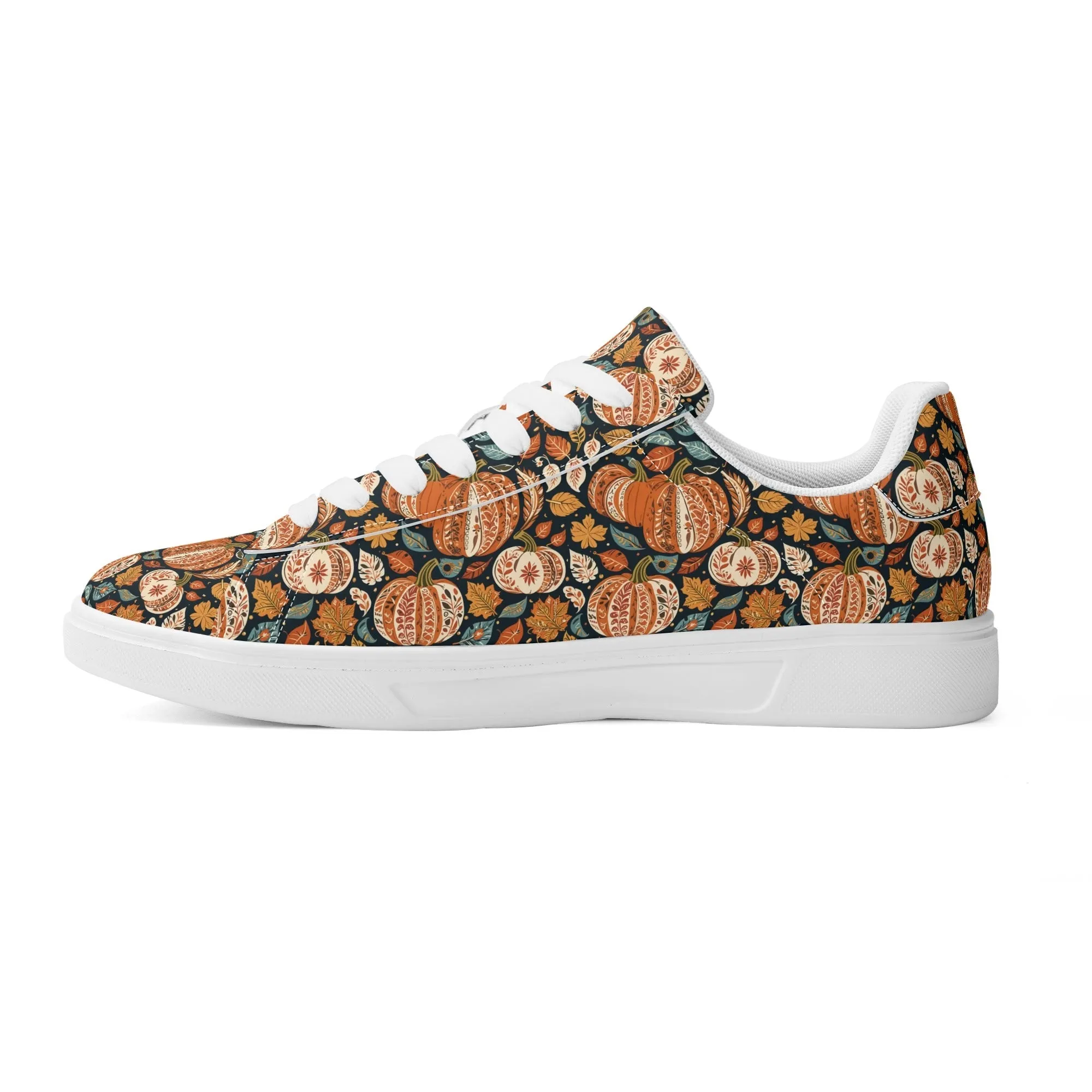 Blue leaf Pumpkin Adult Lightweight Brand Low Top Leather Shoes