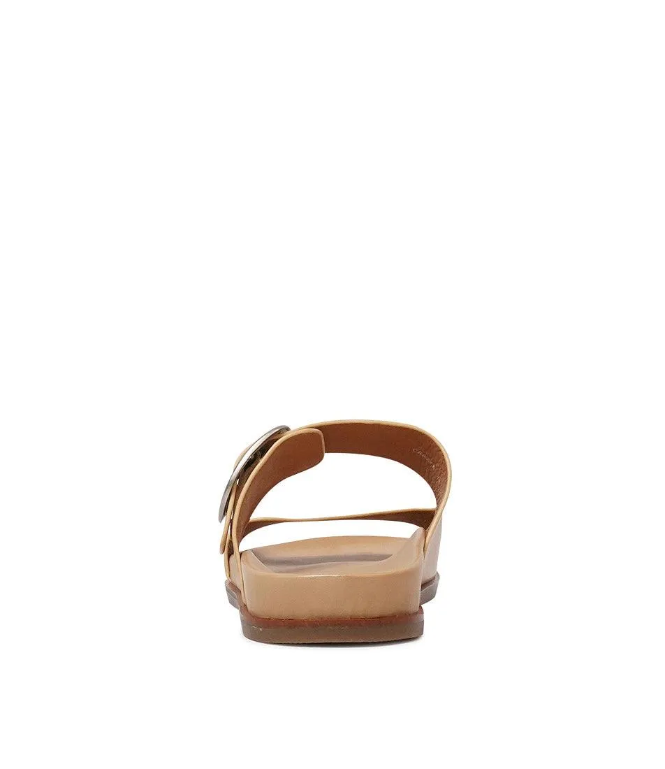 Carafe Tan Leather Slides