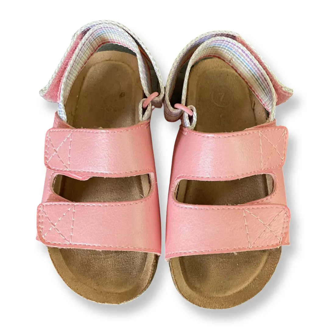 Cat & Jack Pink & Rainbow Stripe Sandals - Size 7