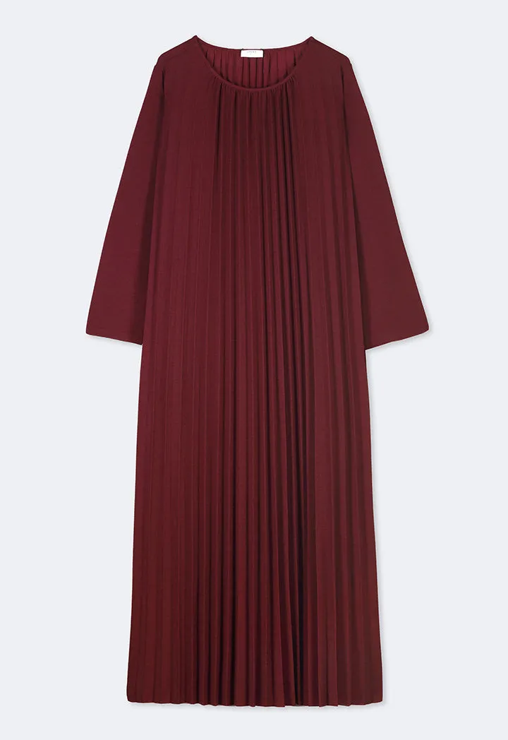 Choice Pleated Maxi Dress Burgundy