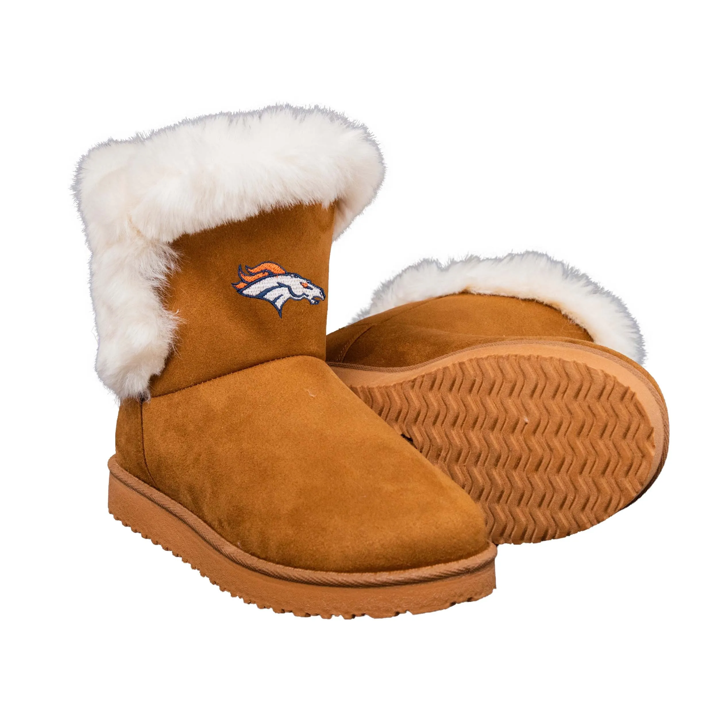 Denver Broncos NFL Womens White Fur Boots