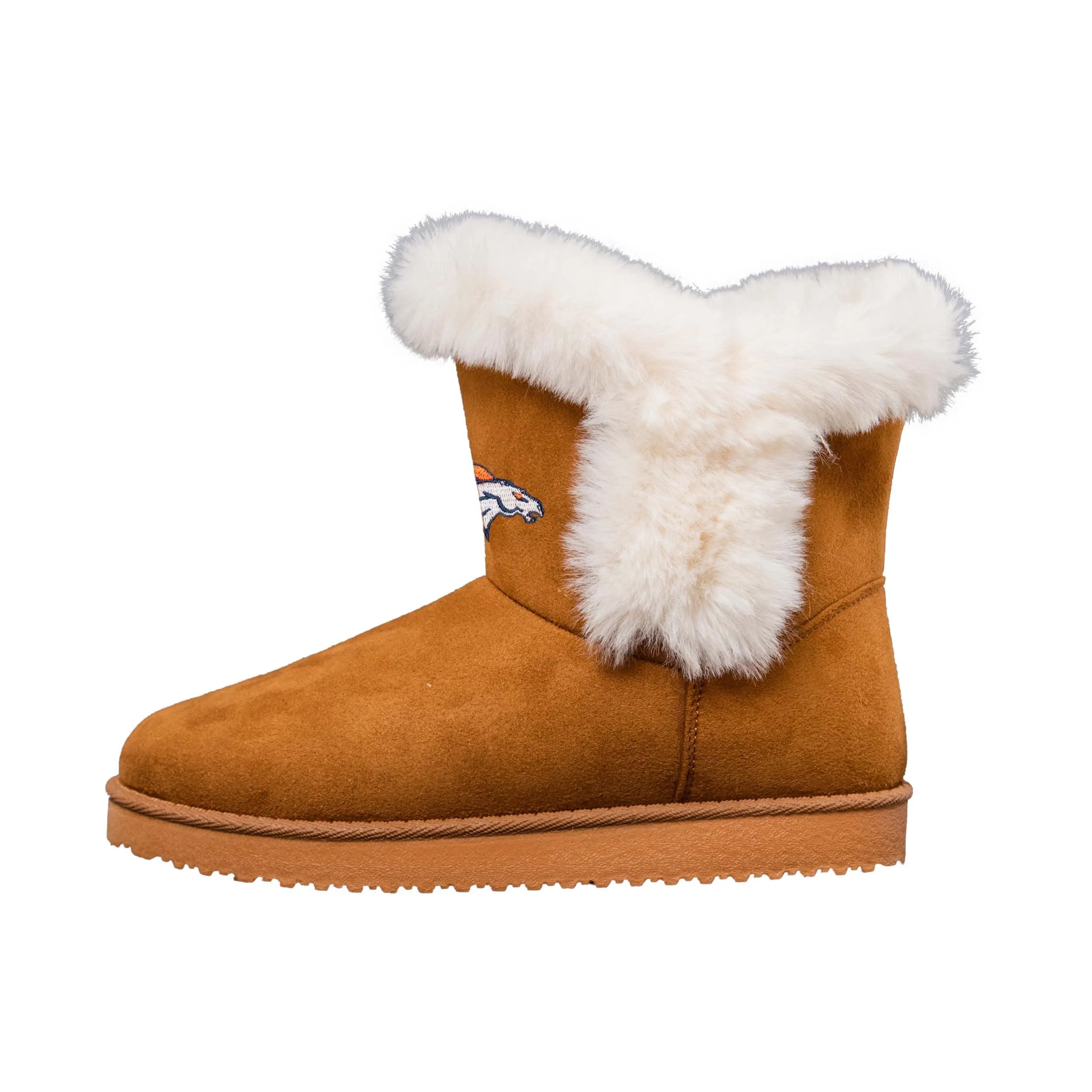 Denver Broncos NFL Womens White Fur Boots