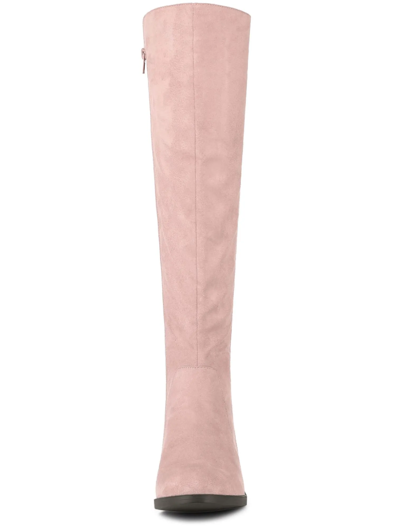 Dust Pink Suede Knee High Side Zipper Boots