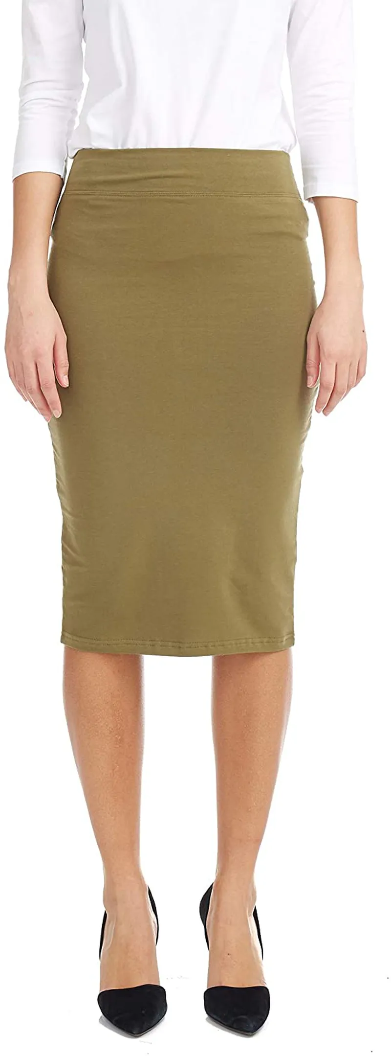 ESTEEZ Lightweight Cotton Spandex Knee Pencil Skirt