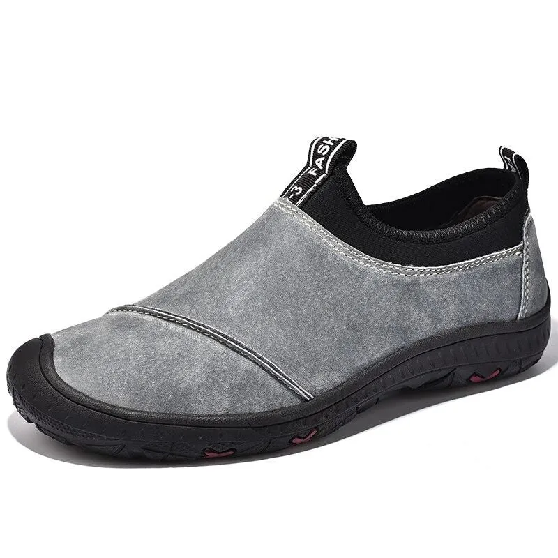 Genuine Leather Men's Slip-On Sneakers