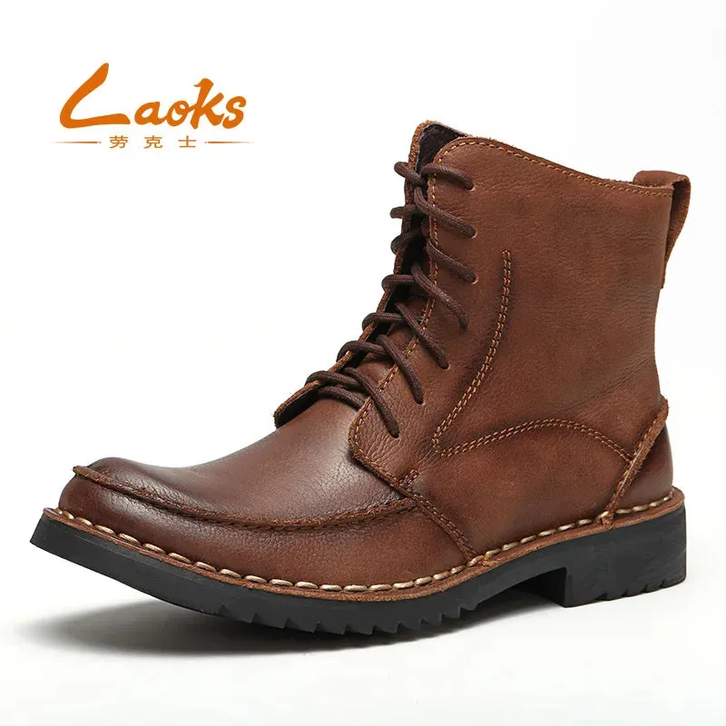 Genuine Leather Men's Winter Ankle Snow Boots | Fashion Footwear Shoes for Men | Casual Warm Work Boots