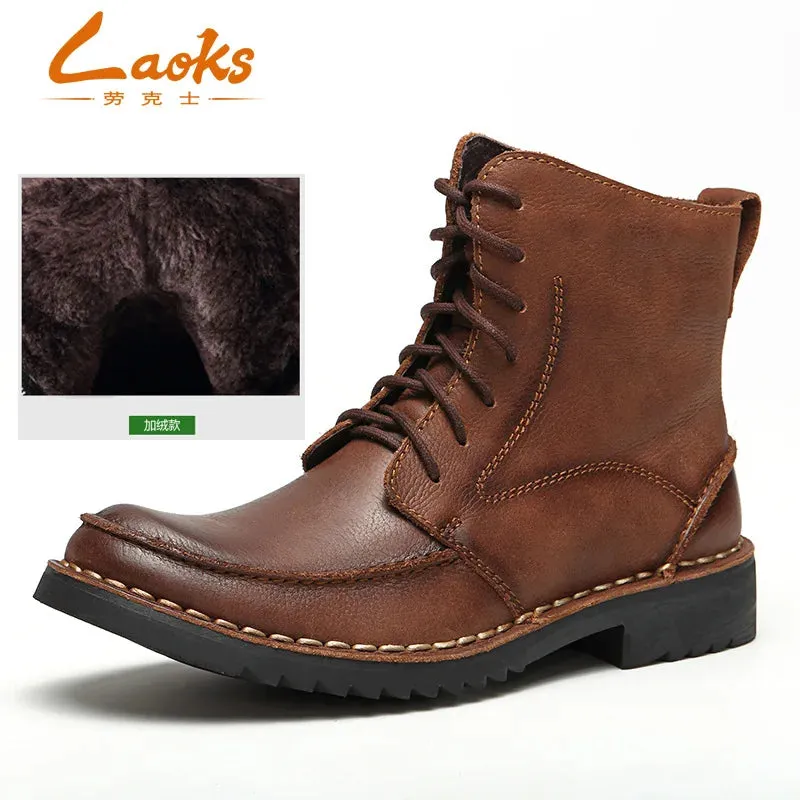 Genuine Leather Men's Winter Ankle Snow Boots | Fashion Footwear Shoes for Men | Casual Warm Work Boots