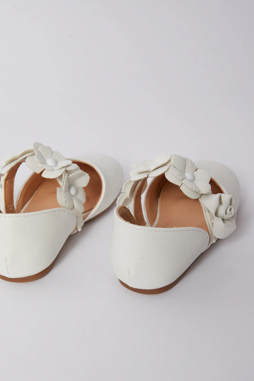 Girl White Floral Trim Ballerina(Repeat)