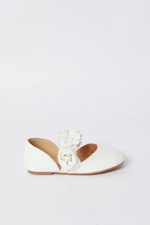 Girl White Floral Trim Ballerina(Repeat)