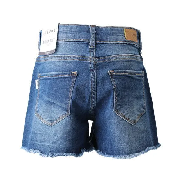 GIRLS BLUE DENIM BUM SHORT