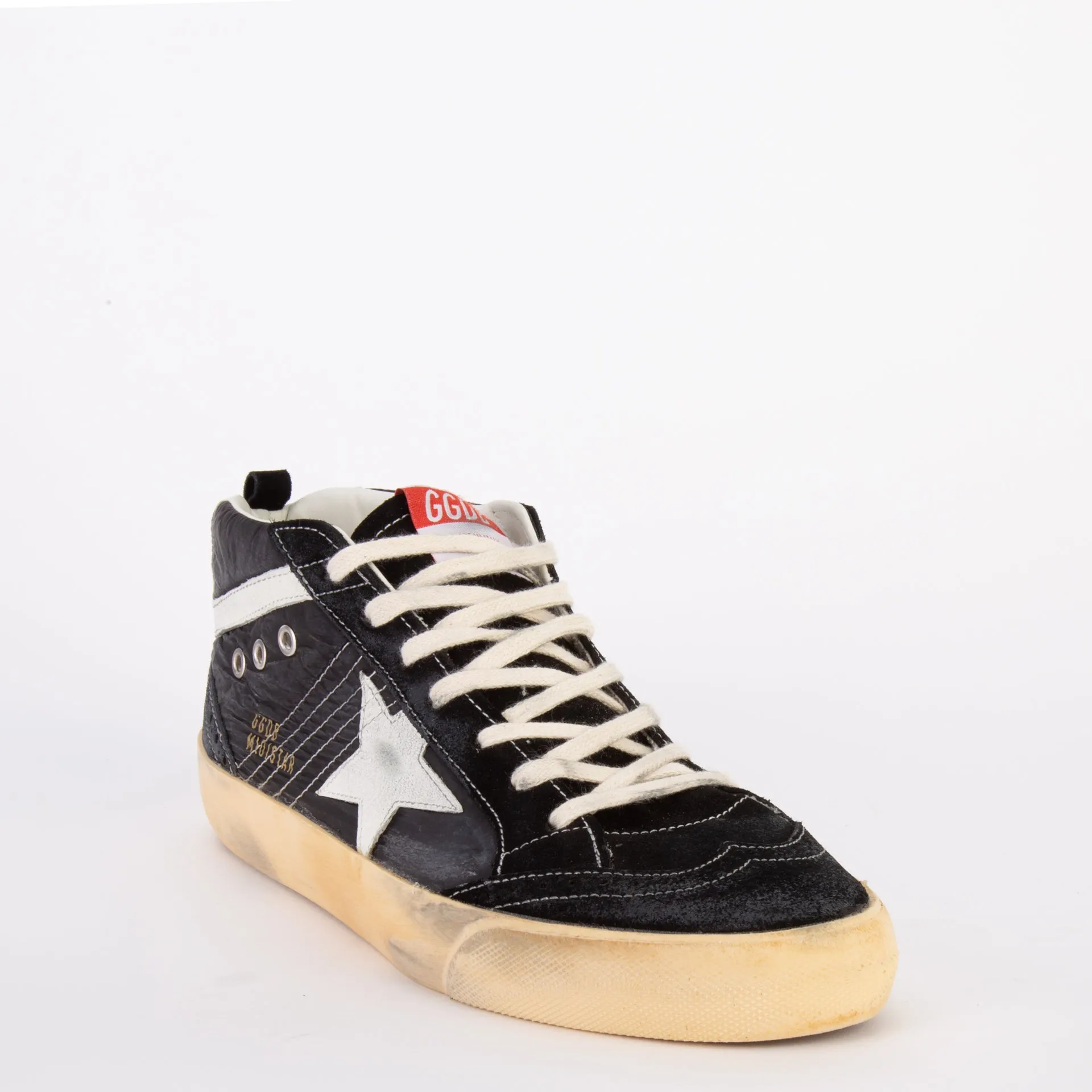 GOLDEN GOOSE SNEAKERS - MID STAR - BLACK/WHITE