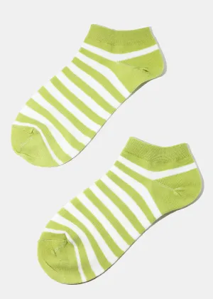 Green Stripe Ankle Socks