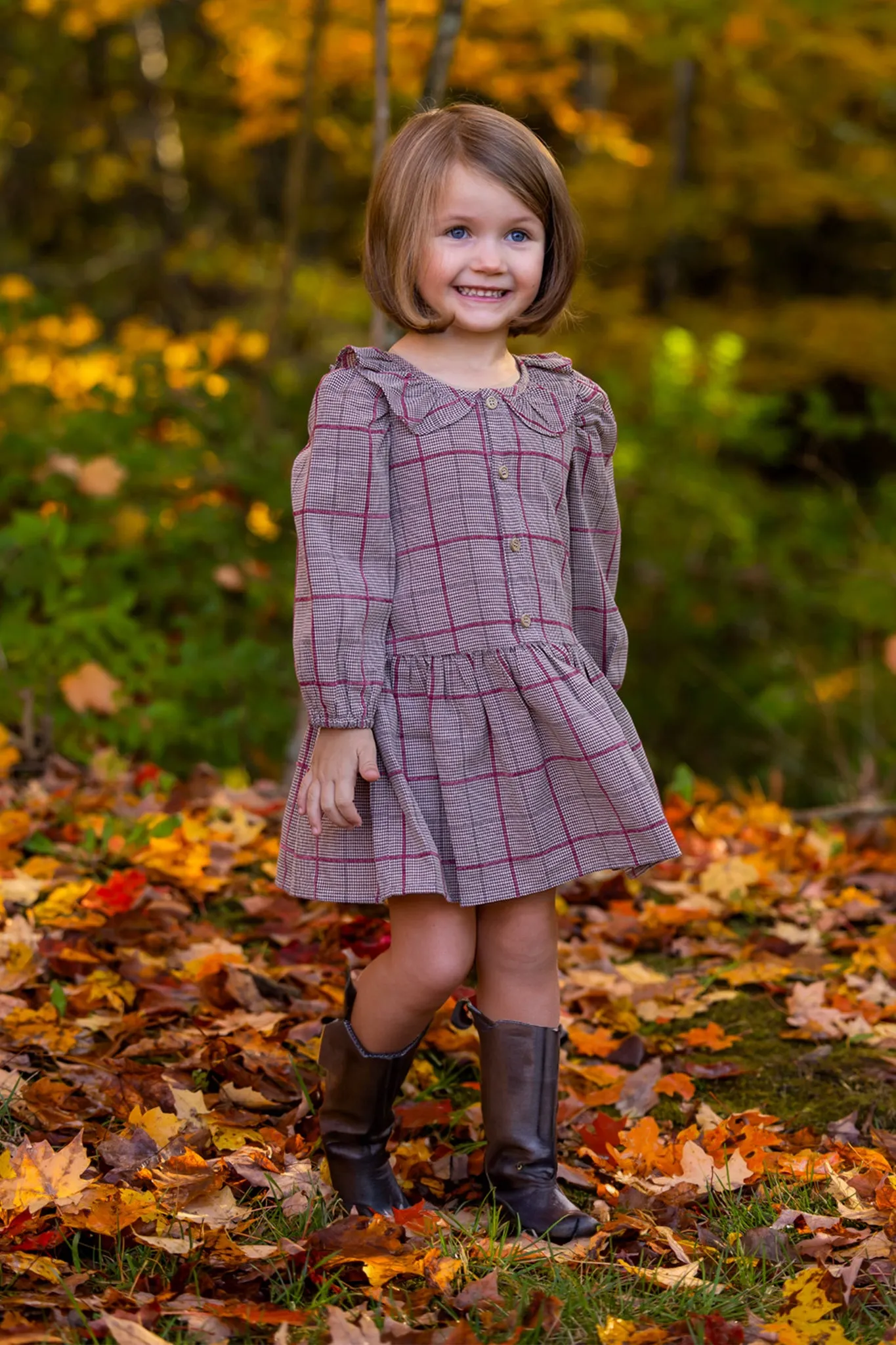 Hazel Brown Checkered Dress