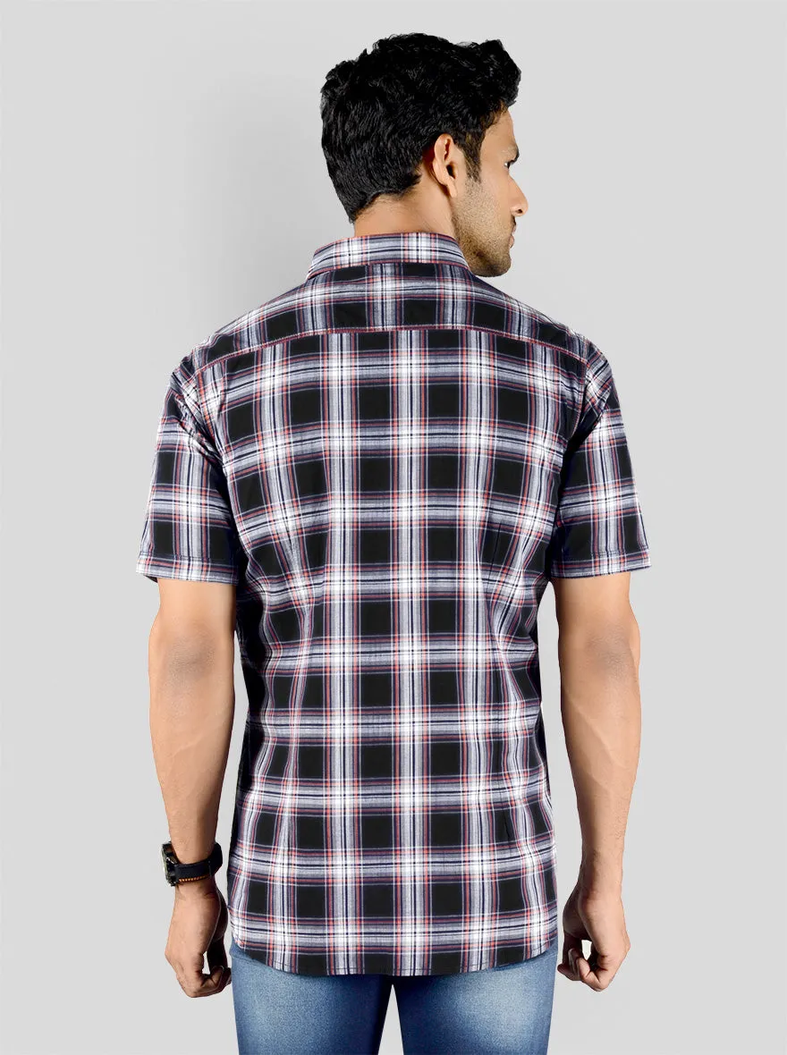 Iris Black Checked Slim Fit Casual Shirt | JadeBlue