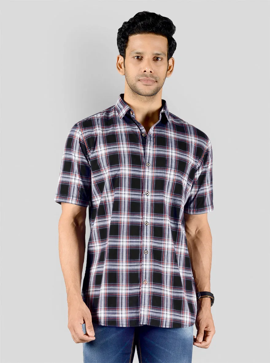 Iris Black Checked Slim Fit Casual Shirt | JadeBlue