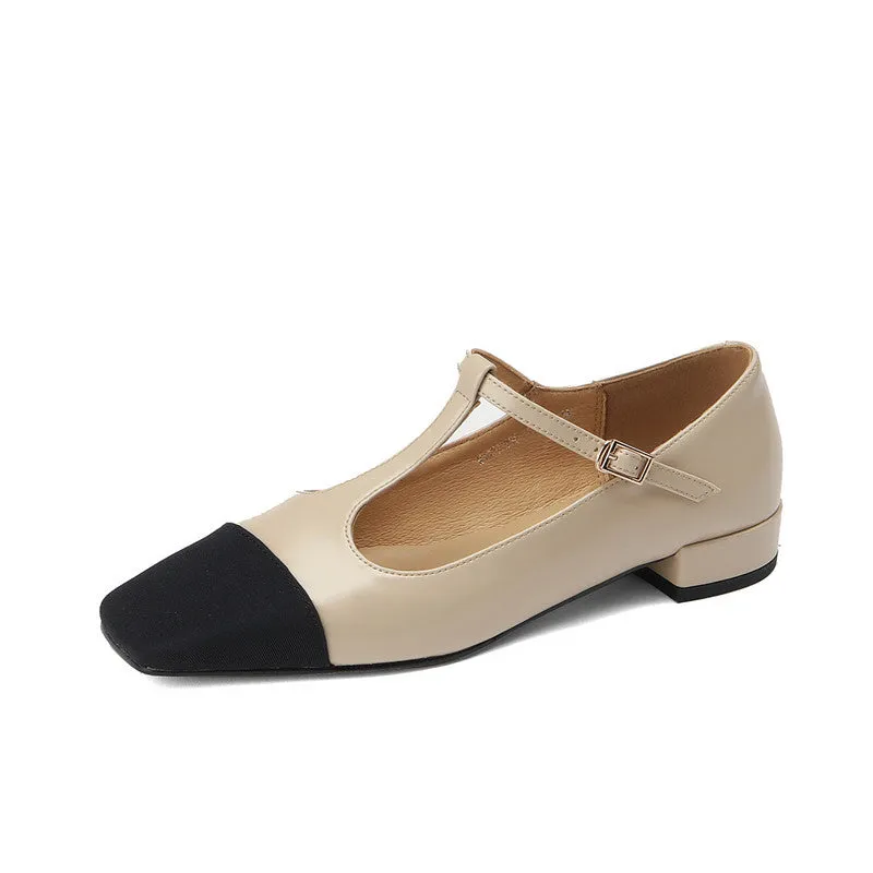 Katie Cap Toe T Strap Flats