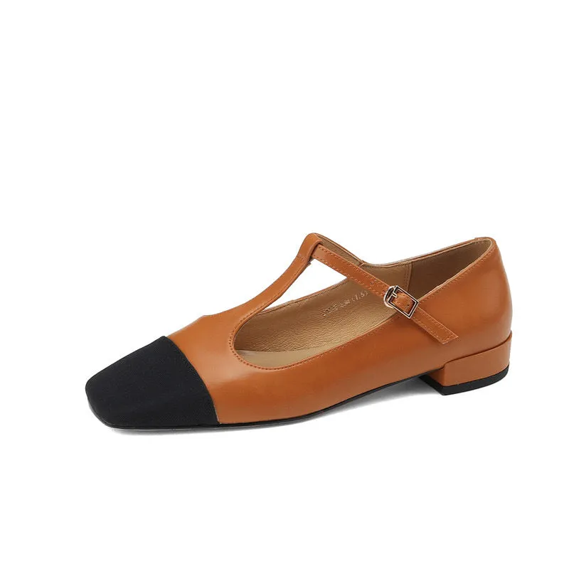 Katie Cap Toe T Strap Flats