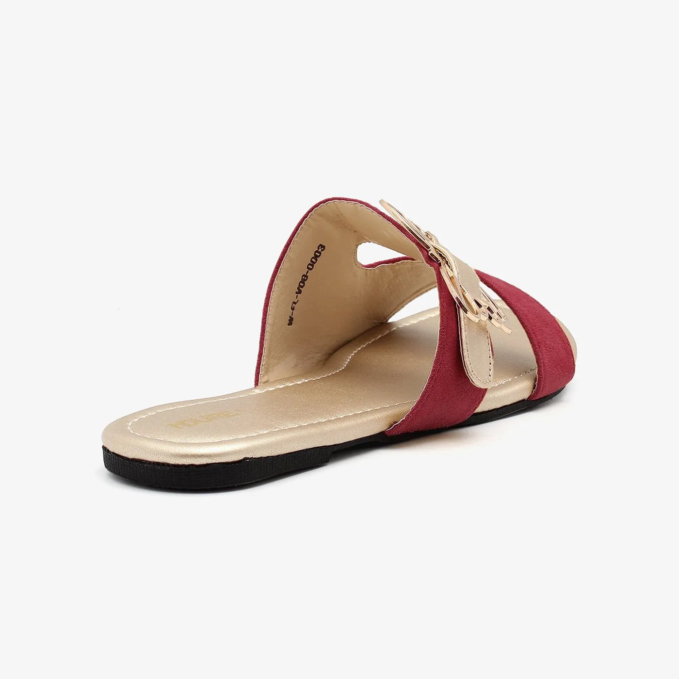 Ladies Chappals with Metallic Brooch