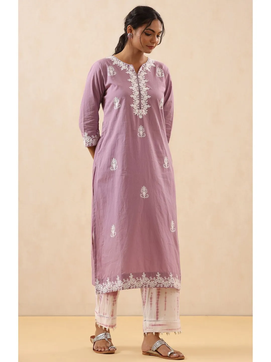 Malika Cotton Embroidered 3-Piece Kurta Set