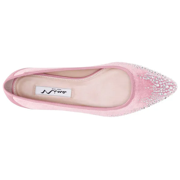 NINA-WOMENS SWEET ROSE VELVET POINTED-TOE FLAT