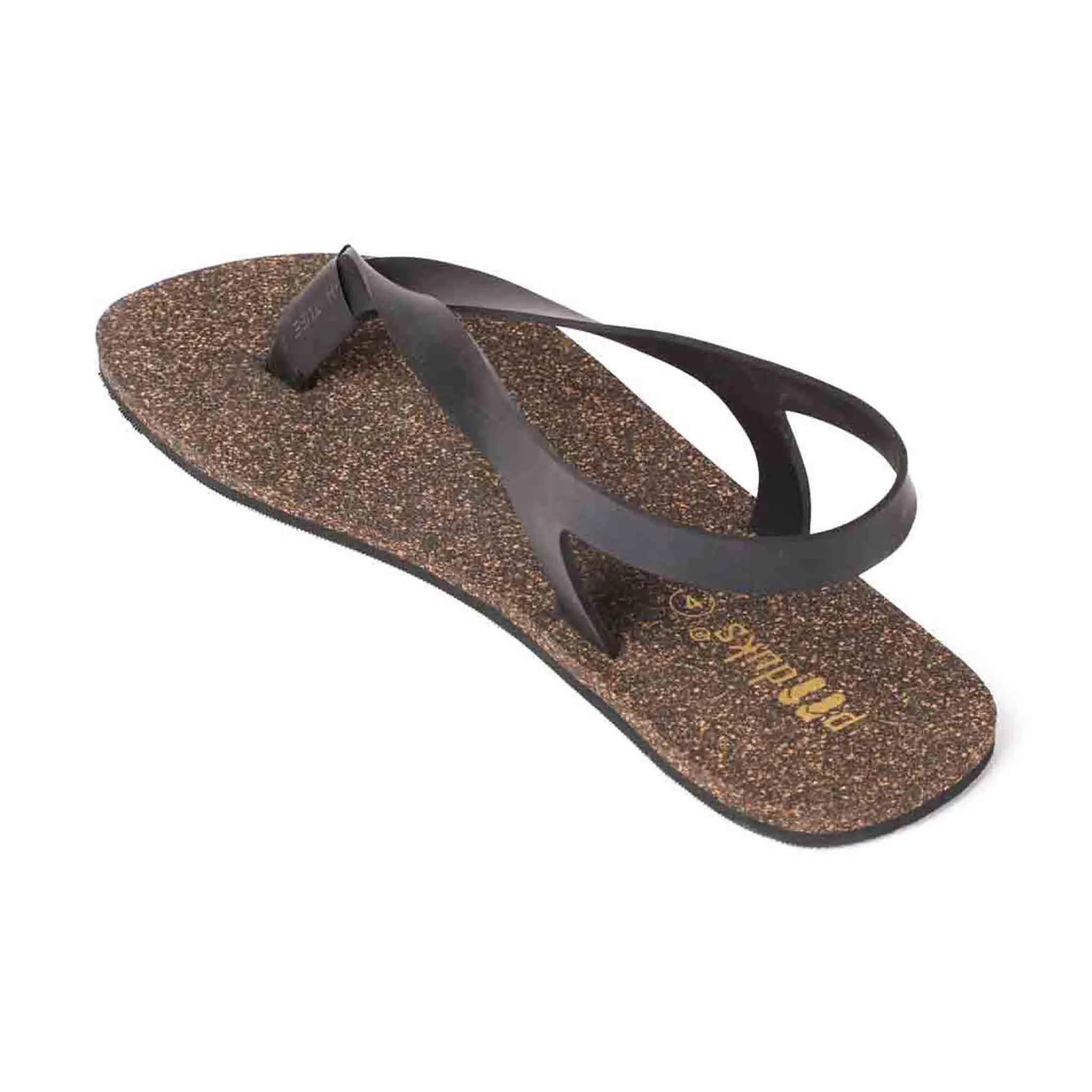 Omi Thong-Strap Cork Black Sandals Women