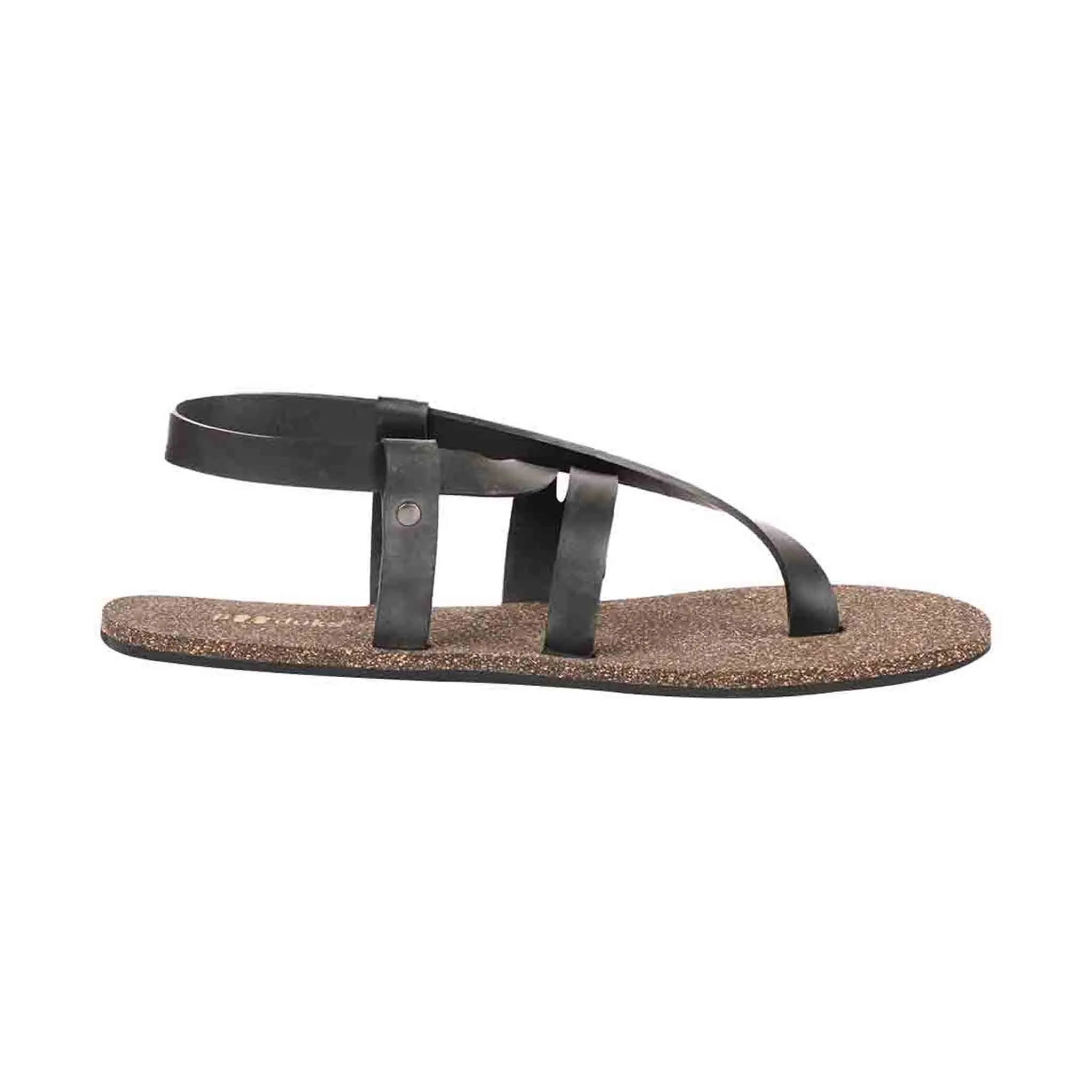 Paaduks Nuba Solo-Strap Cork Sandals for Men (Black)