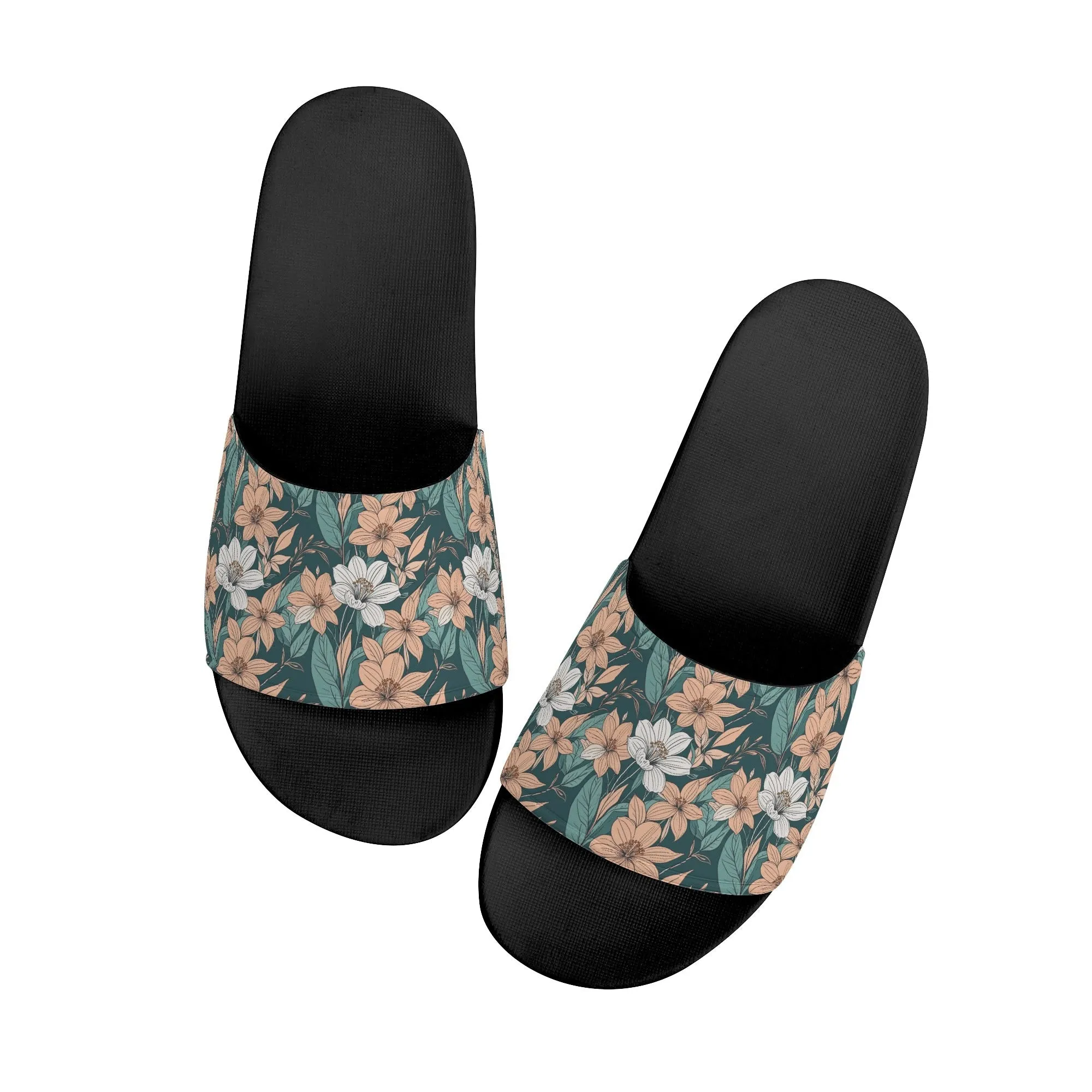 Pastel Floral Mens Slide Sandals