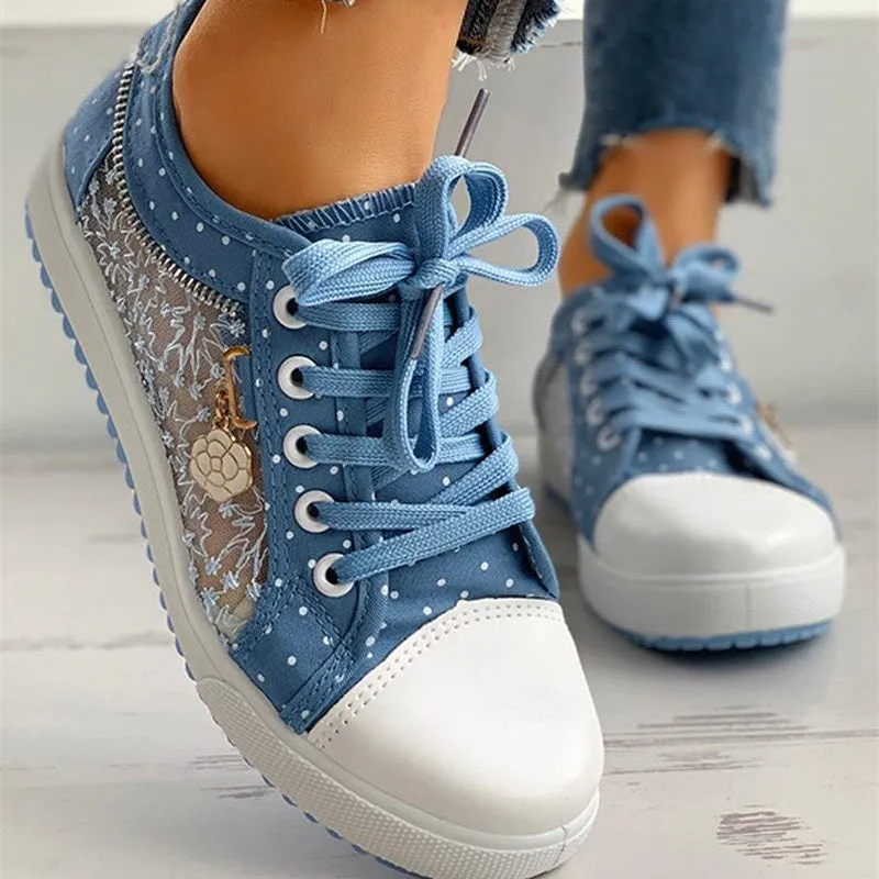 Purpdrank - Light Blue Fashion Casual Bandage Patchwork See-through Round Comfortable Flats Shoes