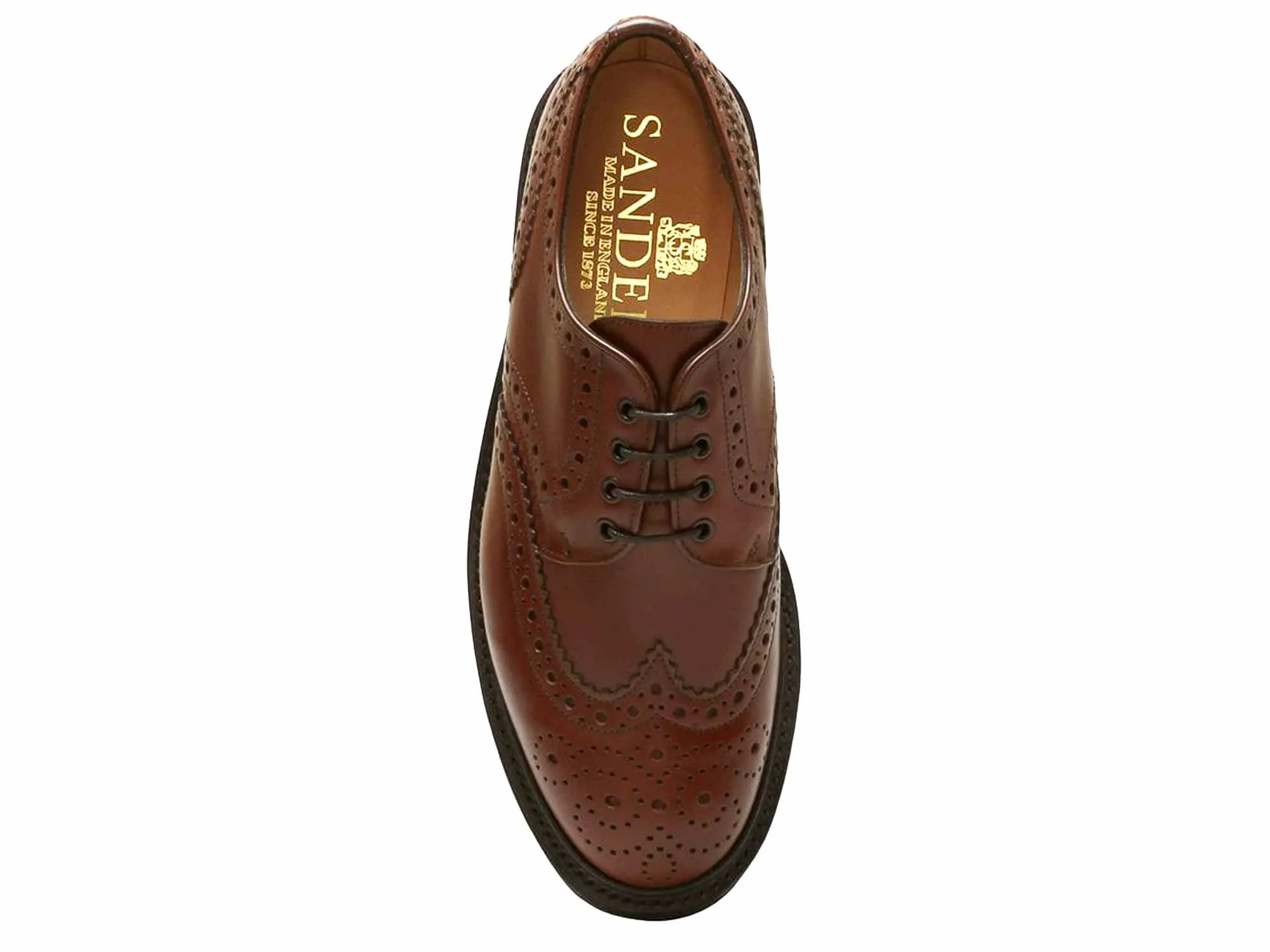 SALISBURY Mens Brown Waxy Brogue with Rubber Sole by Sanders