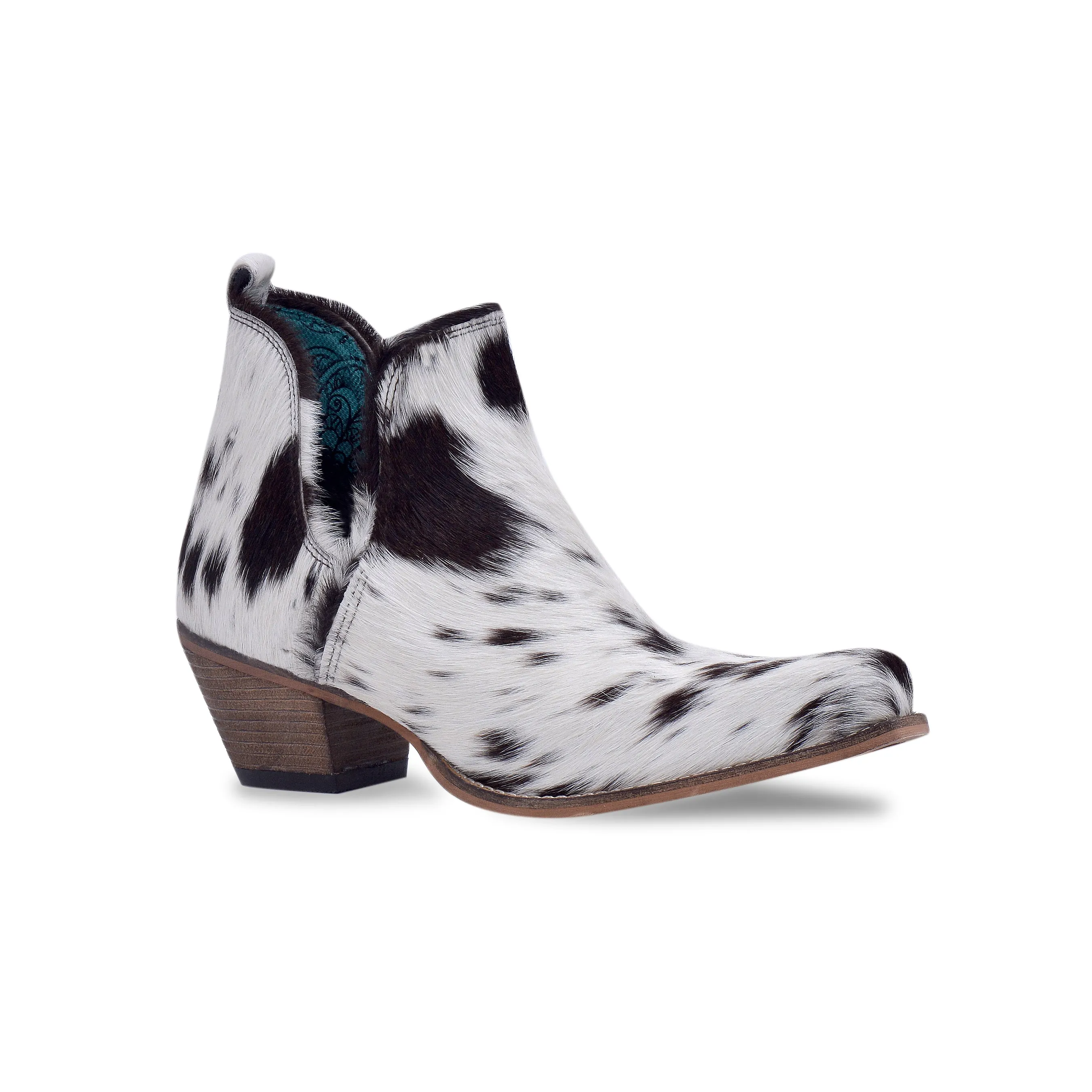 Sunset Bloom Split-Top Hair-On Hide Boots In Black & White