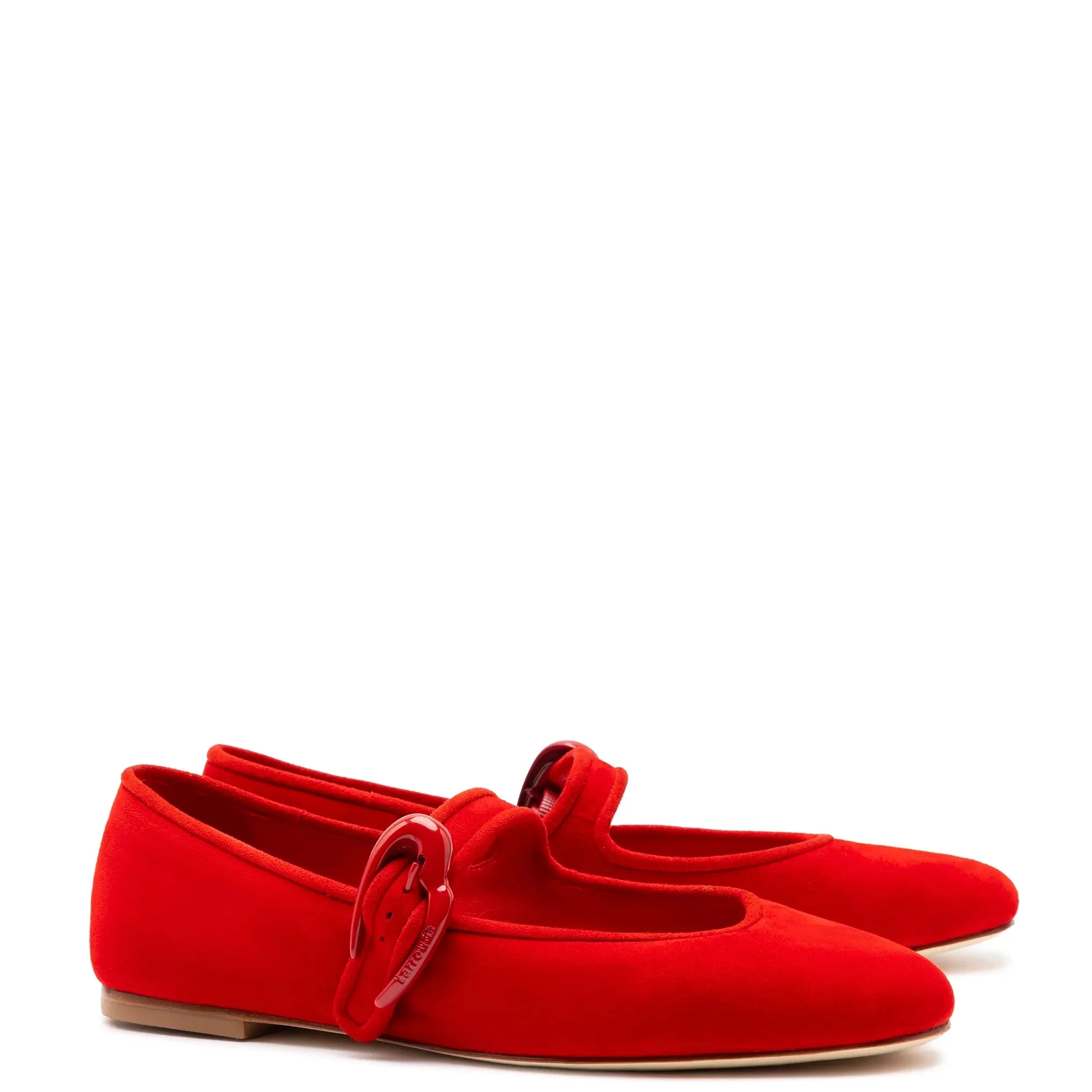 Verona Ballet Flat In Scarlet Suede by Larroudé