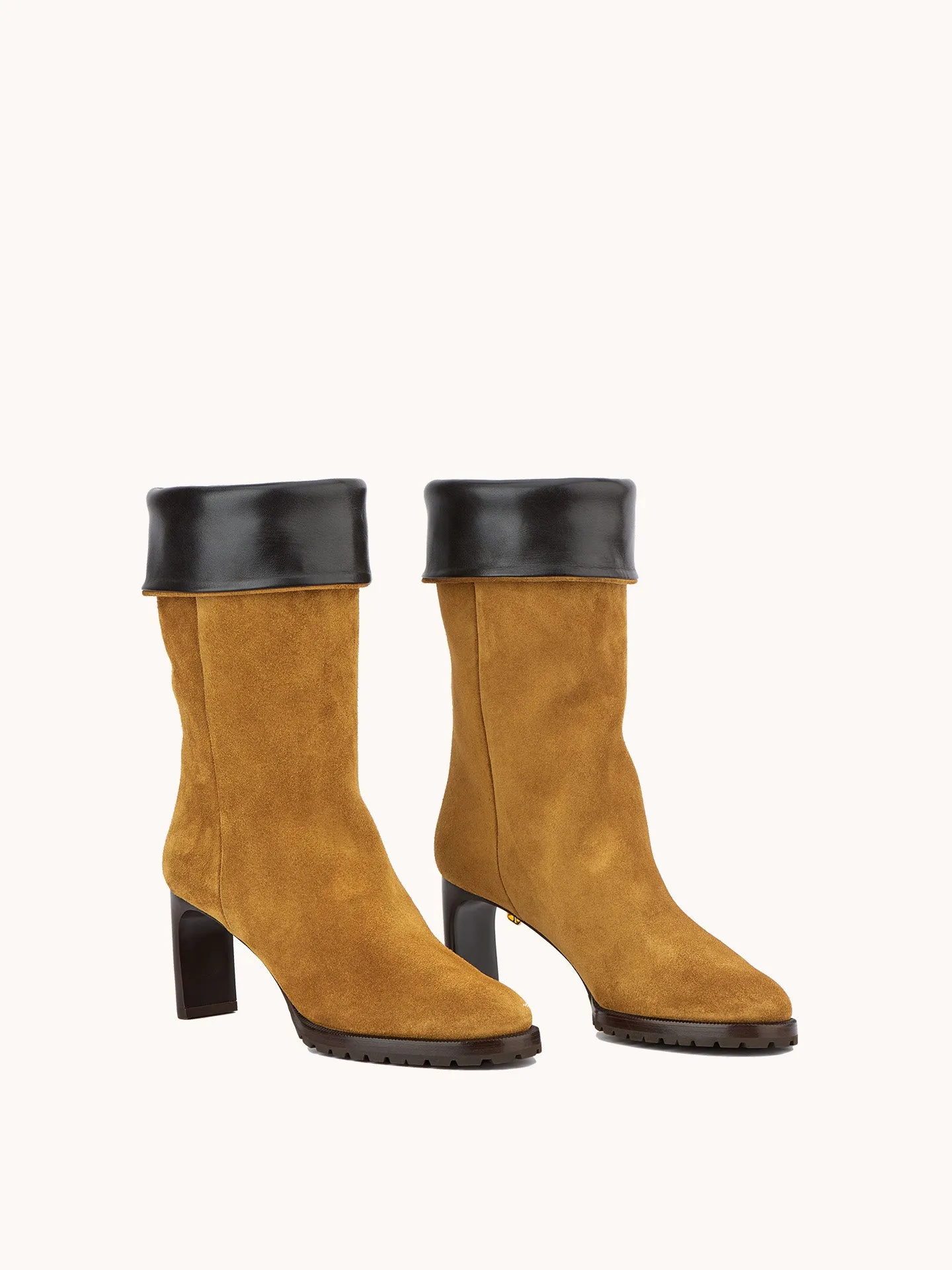 Victoria Mid-heel Ocher Casual Suede Boots