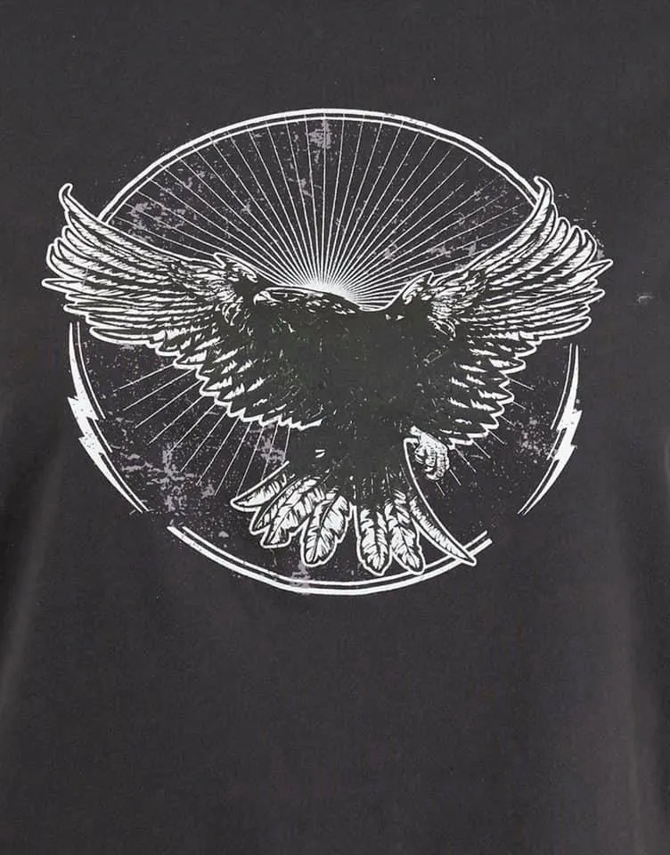 VINTAGE EAGLE TEE IN WORN BLACK