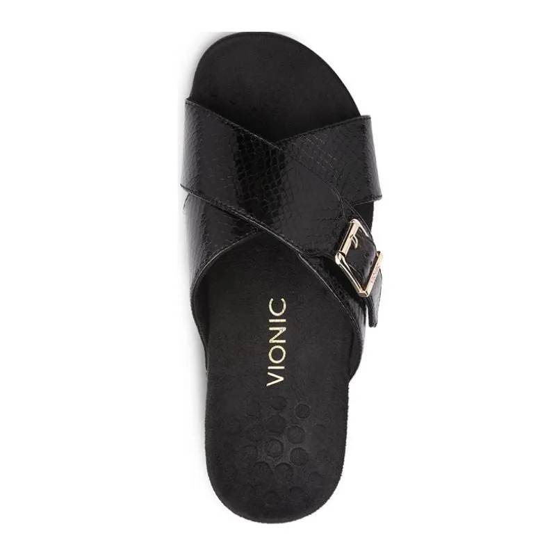 Vionic Dorie 341 Black Snake Women's Slides FINAL SALE